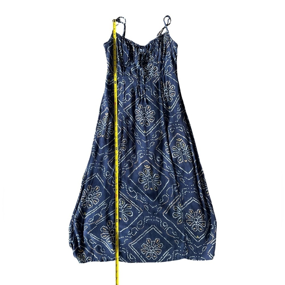 Urban Outfitters UO Kamaryn Tie Front Navy Blue Midi Dress Women’s Medium - Picture 15 of 15